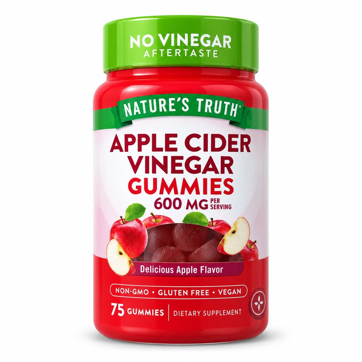 VITAMINAS EN GOMITAS SABOR VINAGRE DE SIDRA DE MANZANA, RACION 600MG, SIN GLUTEN VEGANO NATURE S TRUTH 75UND