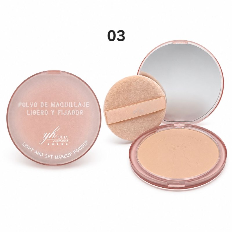 POLVO DE MAQUILLAJE COMPACTO PROFESIONAL SELLADOR Y MATIFICANTE YH BEJA COSMETICS 15G
