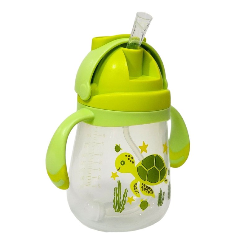 VASO ENTRENADOR ANTIDERRAME TIPO BIBERON CON PAJILLA PARA BEBES SMILY BABY 300ML