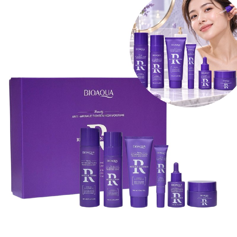 SET DE CUIDADO FACIAL ANTIEDAD, FIRMEZA E HIDRATACION INTENSA CON RETINOL 5% BIOAQUA 6PCS