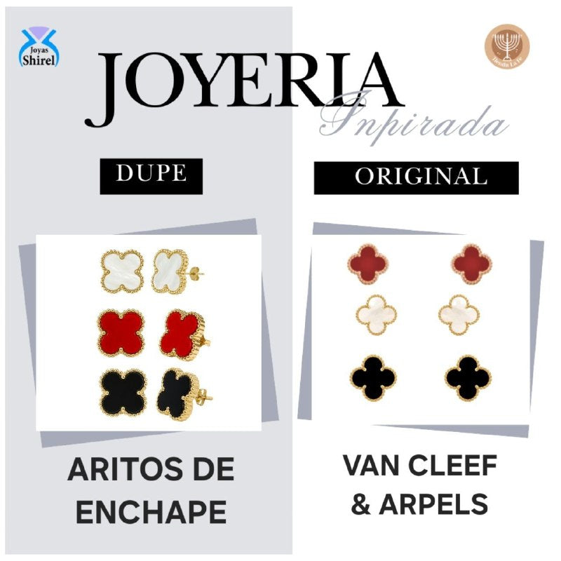 ARETES DE ENCHAPE PARA DAMA CON MOTIVO DE TRÉBOL VINTAGE