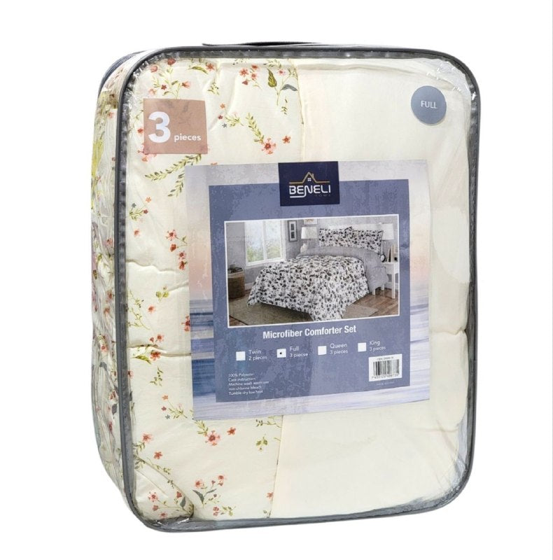 JUEGO DE EDREDON DE MICROFIBRA DE TAMAÑO FULL DE 3PCS BENELI HOME