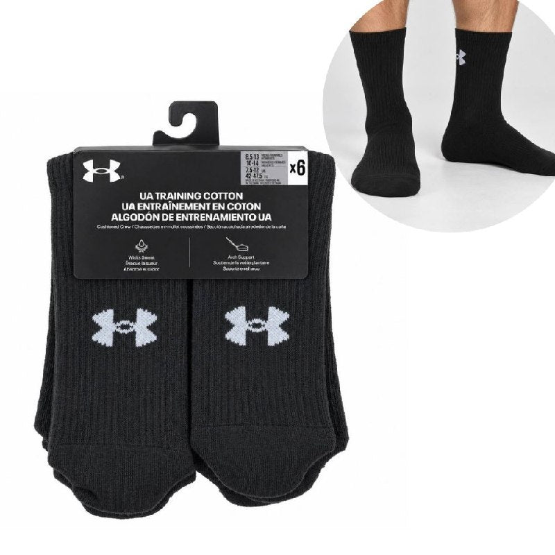CALCETA MEDIA PANTORRILLA ACOLCHADA UNDER ARMOUR ORIGINAL UNISEX 6 PARES TALLA HOMBRE 8.5-13  TALLA MUJER 10-14