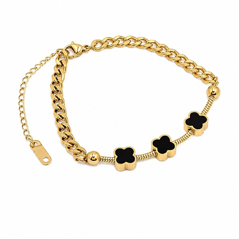 PULSERA DE ENCHAPE PARA DAMA CON DISEÑO DE FLOR 19CM