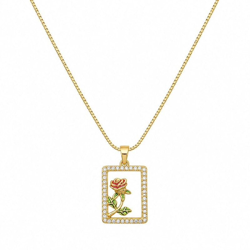GARGANTILLA DE ENCHAPE PARA DAMA CON DISEÑO DE FLOR ROSA 3CM