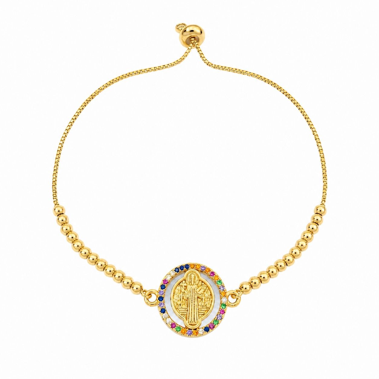 PULSERA DE ENCHAPE PARA DAMA CON DISEÑO DE DIOS