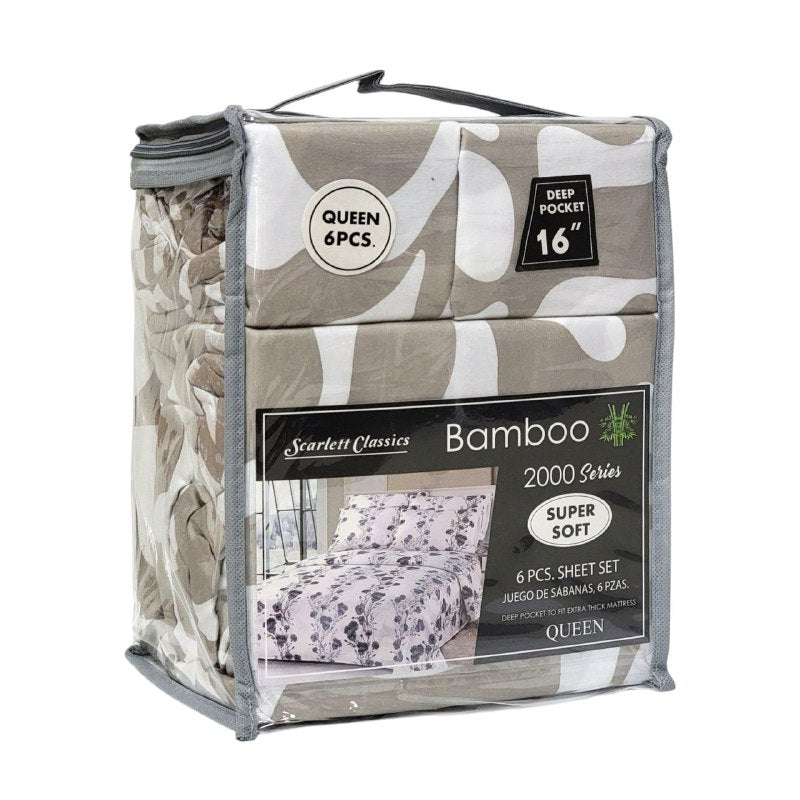 JUEGO DE SABANAS CAMERA DE 6 PIEZAS QUEEN SCARLETT CLASSICS BAMBOO, 54 ESTILOS