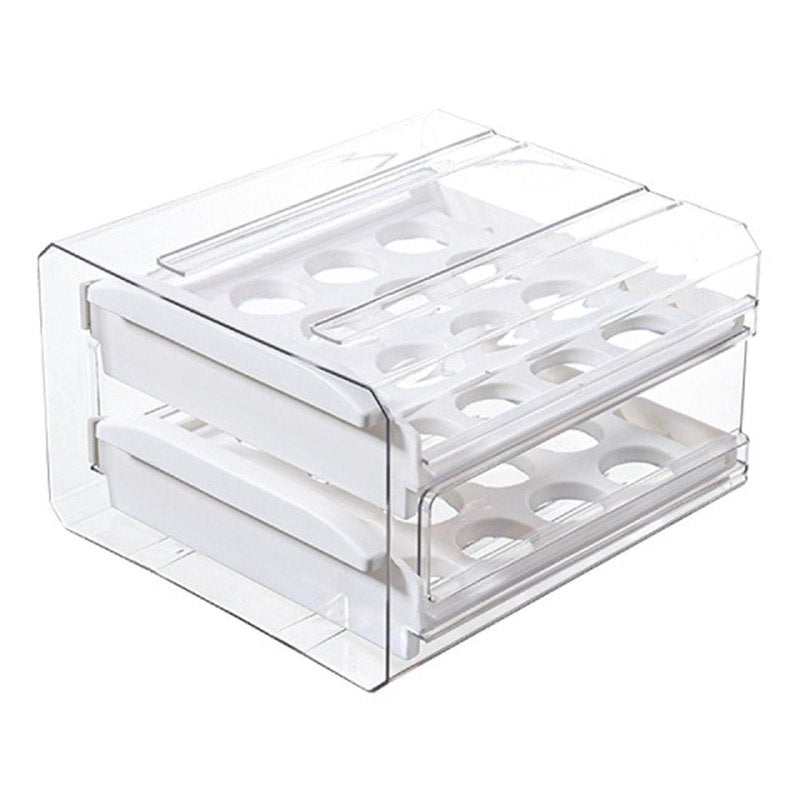 ORGANIZADOR DE HUEVOS TRANSPARENTE DE DOBLE CAPA CAPACIDAD 32 HUEVOS 22.5X15X25.5CM