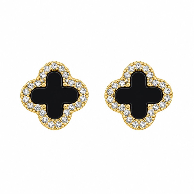 ARITOS DE ENCHAPE PARA DAMA CON DISEÑO DE FLOR 1.2CM (DUPE DE VAN CLEEF)