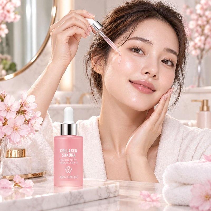SUERO FACIAL CONCENTRADO HIDRATANTE ANTIEDAD E ILUMINADOR CON COLAGENO Y SAKURA SADOER 30ML