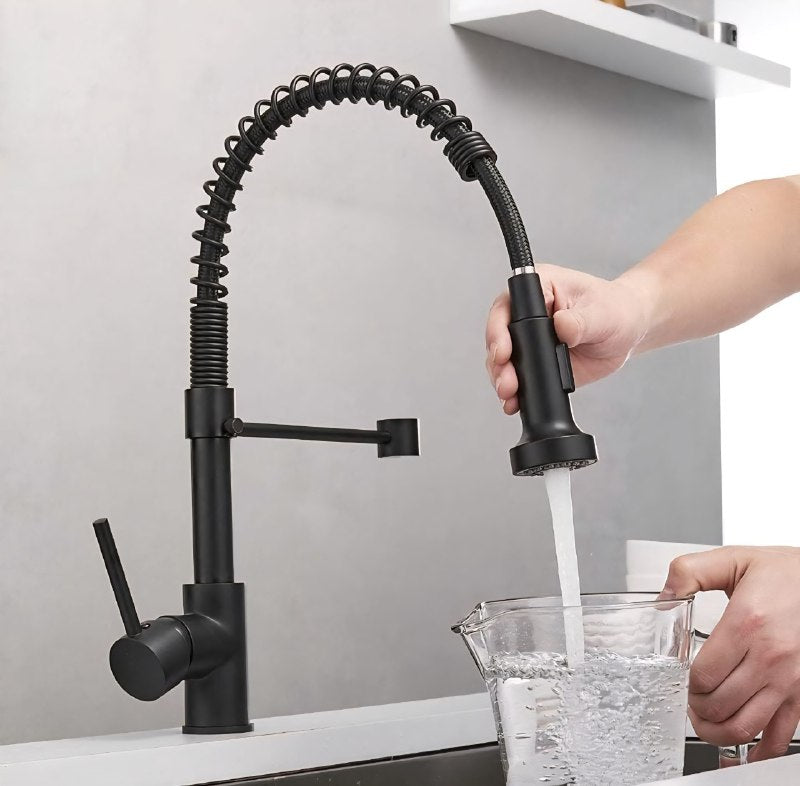 GRIFO LAVAMANOS DE COCINA NEGRO CROMADO ELEGANTE MODERNO FANFANG FF-8022B