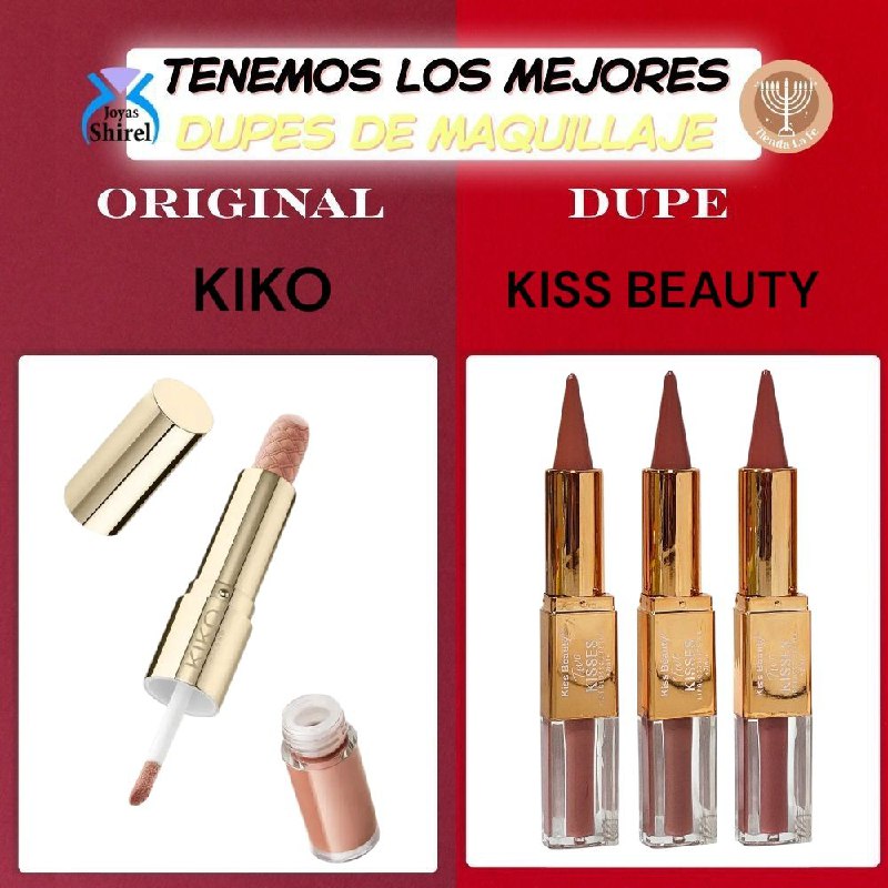 BRILLO LABIAL Y LAPIZ LABIAL VOLUMIZADOR 2 EN 1 KISS BEAUTY 3.2G+2ML (DUPE DE KIKO)