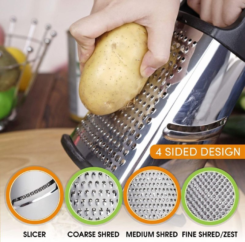 RAYADOR DE QUESO MULTIFUNCIONAL, DE ACERO INOXIDABLE 4 TIPOS DE RAYADO GRATER