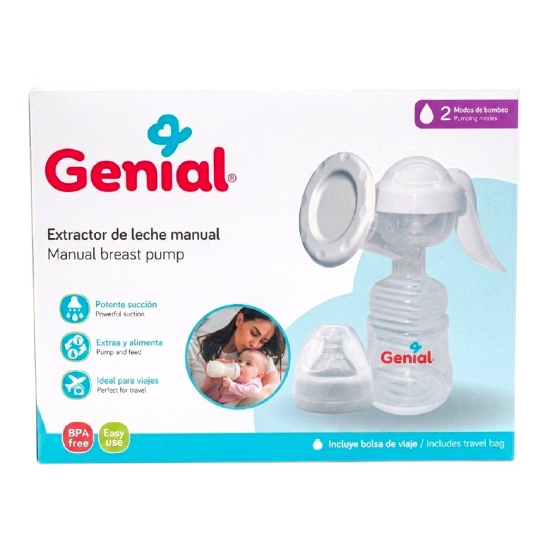 EXTRACTOR DE LECHE MATERNA MANUAL SEGURO Y EFICIENTE DE 150ML GENIAL