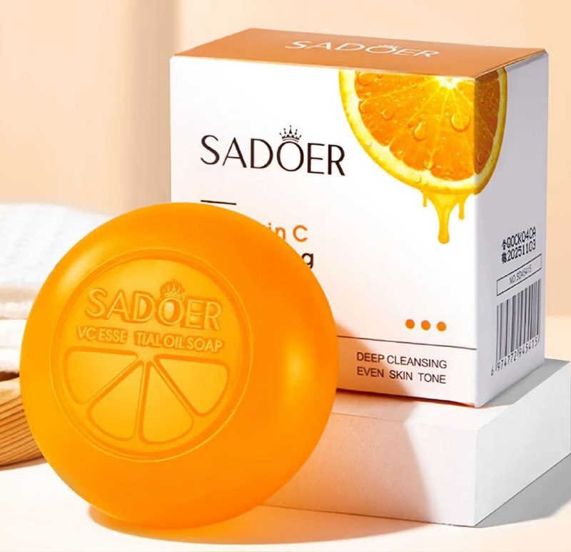 JABON FACIAL EN BARRA DE VITAMINA C, BLANQUEADOR, ESENCIA DE EXTRACCION DE NARANJA, LIMPIEZA PROFUNDA, ESPUMA DENSA LIMPIA SUAVEMENTE LA GRASA, SADOER VITAMIN C 100G