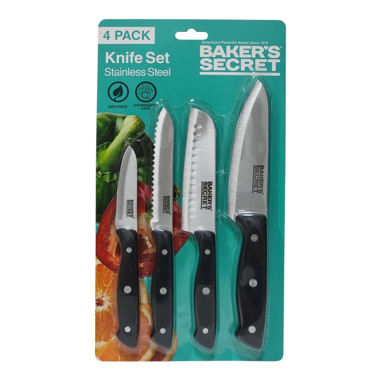 SET DE CUCHILLOS DE ACERO INOXIDABLE 4PCS BAKERS SECRET