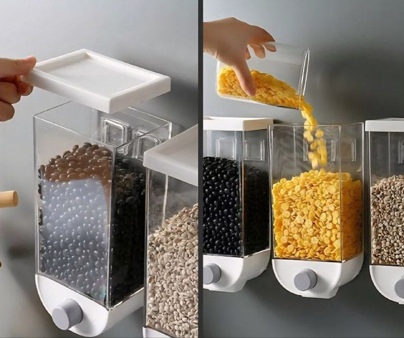 RECIPIENTE DISPENSADOR ALMACENADOR DE ALIMENTOS SECOS CON CAPACIDAD DE 1KG