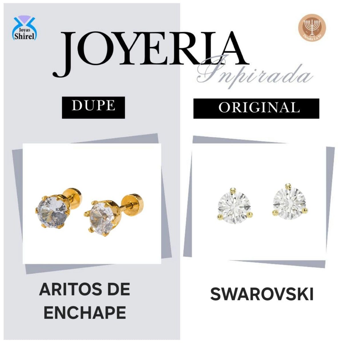 ARETES DE ENCHAPE PARA DAMA SOLITARIO EN CORONA CON CIRCÓN CRISTALINO