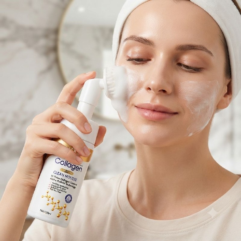 LIMPIADOR FACIAL EN ESPUMA DE COLAGENO ACTIVO NATURAL PURO, ANTIEDAD, ESPUMA LIMPIADORA FACIAL, HIDRATANTE, CALMANTE Y REFRESCANTE SADOER COLLAGEN FIRMING SERIES CLEAN MOUSE 120ML