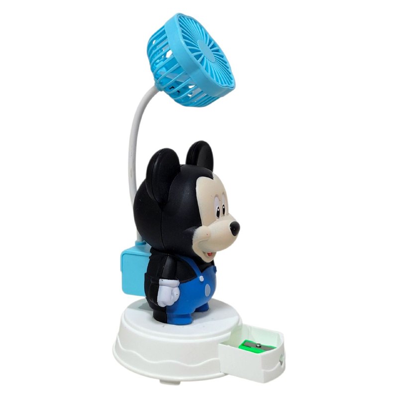 VENTILADOR DE MESA RECARGABLE DE MICKEY MOUSE CON SACAPUNTAS TABLE FAN 2 COLORES