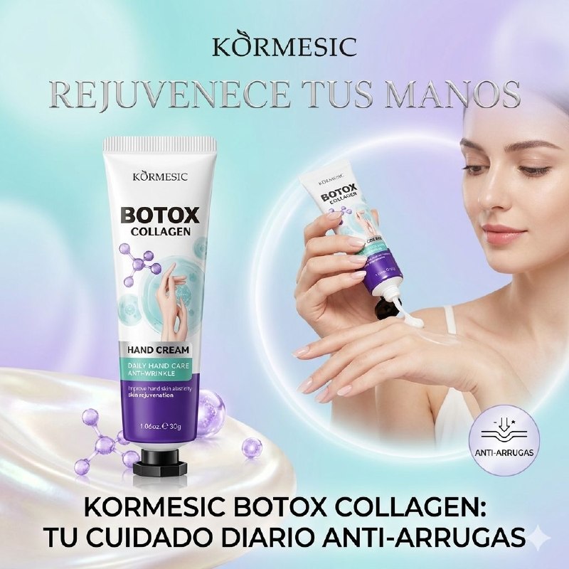 CREMA PARA MANOS ANTIEDAD DE COLAGENO HIDROLIZADO DE EFECTO BOTOX SUAVIZANTE KORMESIC 30G