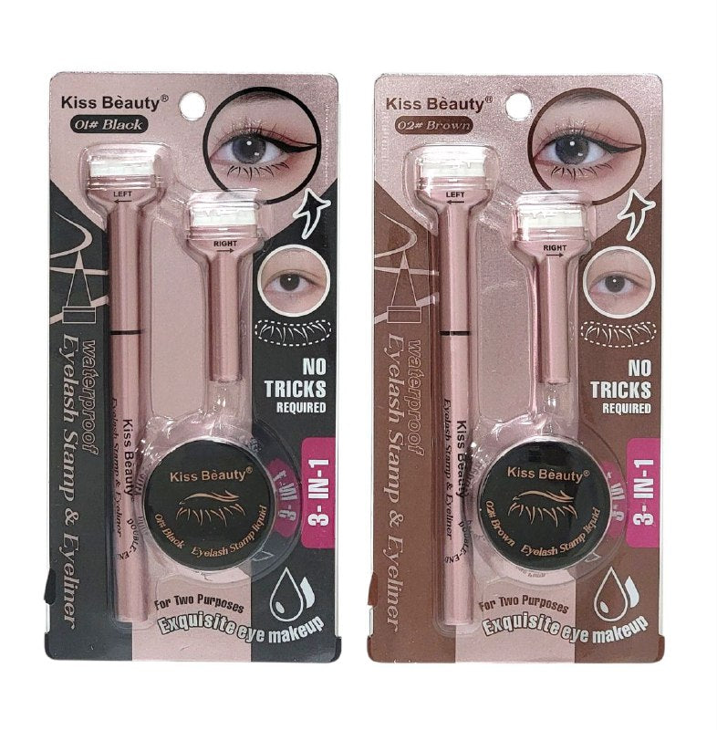 DELINEADOR DE OJOS Y SELLO DE PESTAÑAS A PRUEBA DE AGUA KISS BEAUTY 1ML, 3.8ML