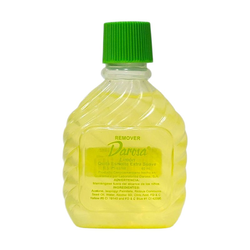 ACETONA REMOVEDOR DE ESMALTES EXTRA SUAVE DE LIMON , UÑAS ACRILICAS PROFESIONAL DAROSA 60ML