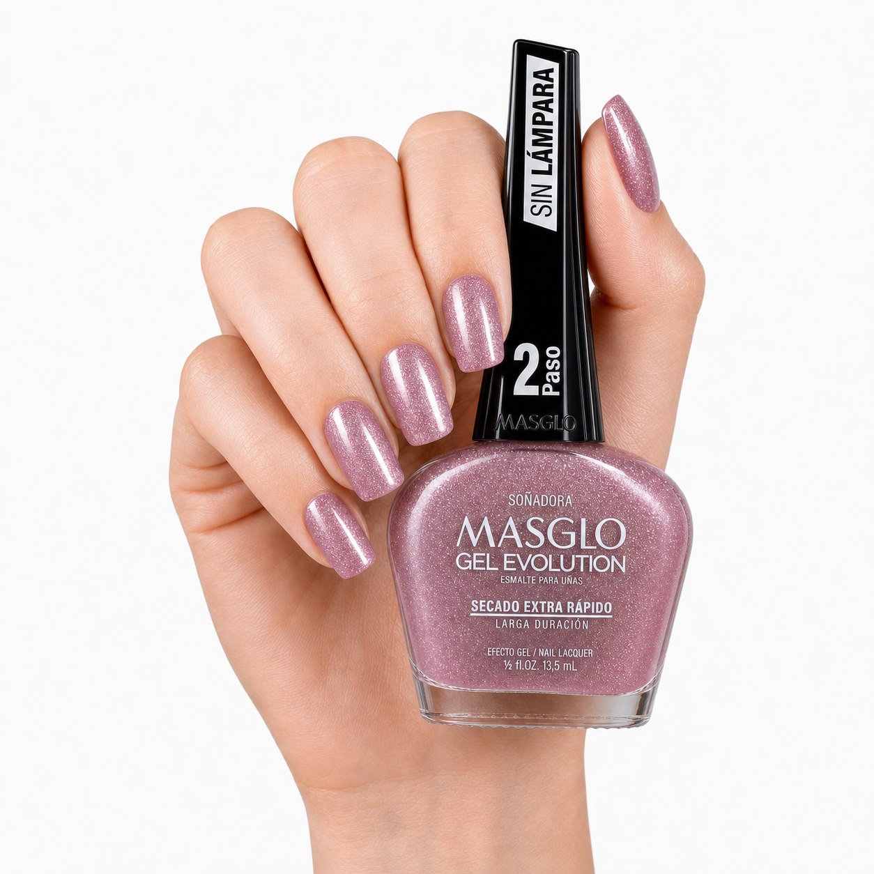 ESMALTE DE UÑAS CON EFECTO GEL DE SECADO EXTRA RÁPIDO MASGLO GEL EVOLUTION PASO 2 "ESTILO SOÑADORA" 13.5 ML