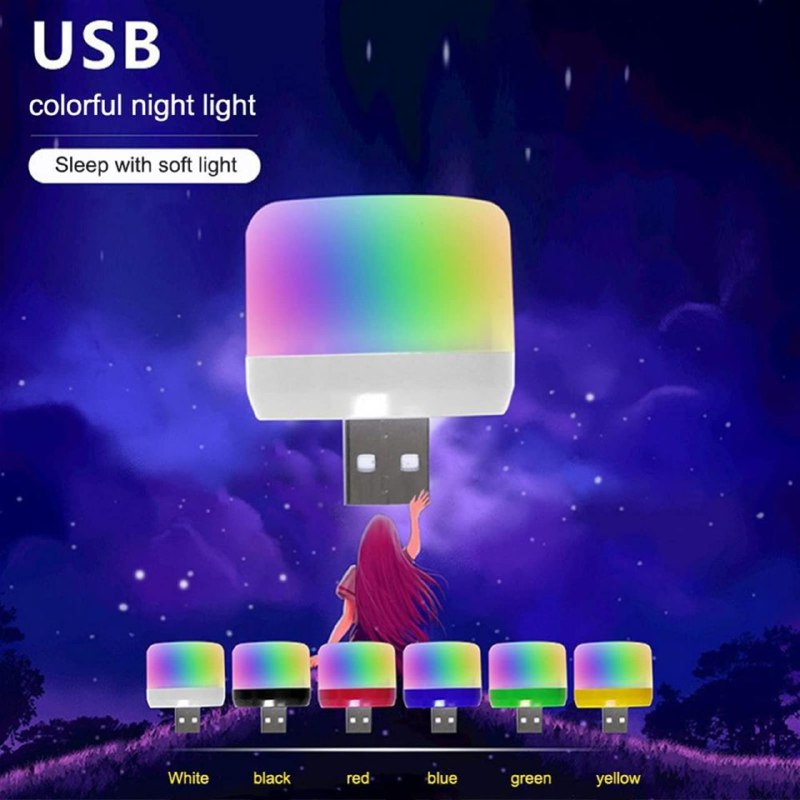 LUZ LED LAMPARA USB PORTATIL 5V 3W, LUCES DE COLORES NAVIDEÑOS DECORACION NAVIDAD 4X5CM