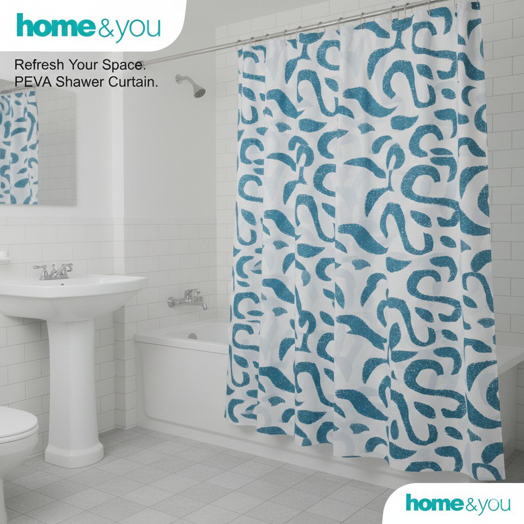 CORTINA DE DUCHA 100% PEVA HOME&YOU 12 ESTILOS 180X180CM