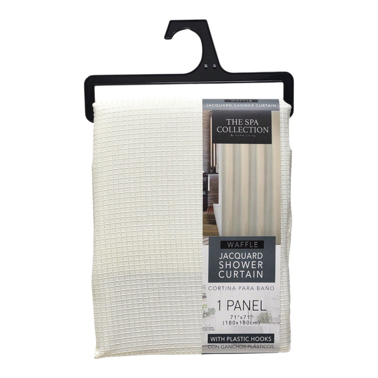 CORTINA PARA BAÑO BLANCA TEXTURA WAFFLE 1 PANEL THE SPA COLLECTION 180X180CM