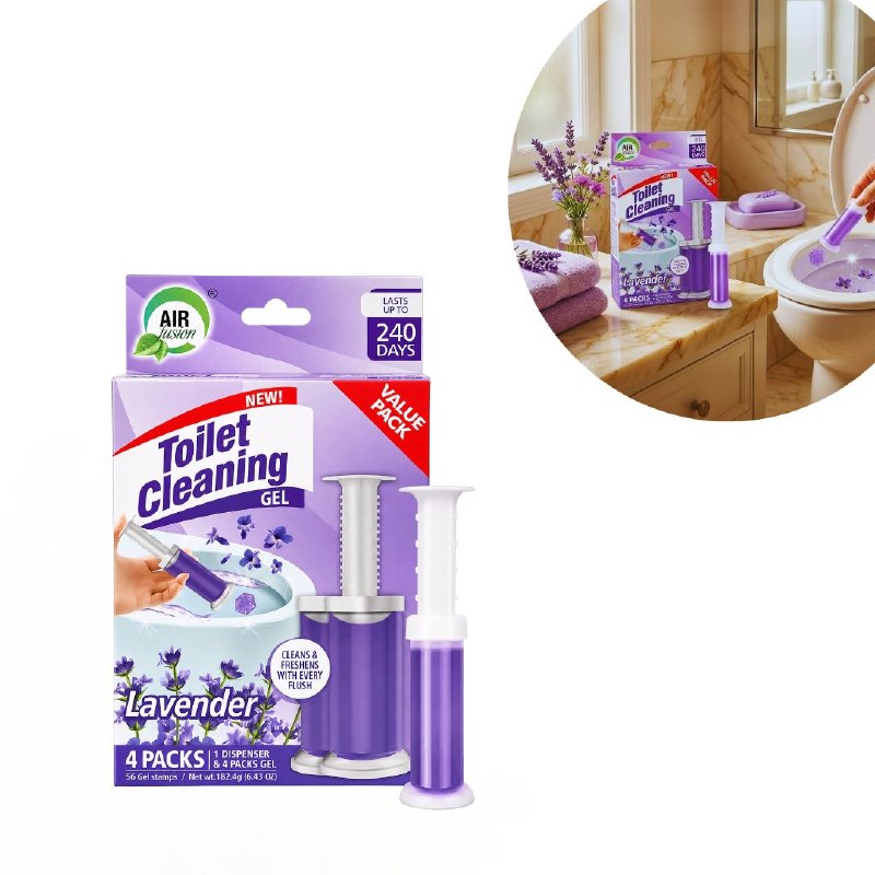 GEL LIMPIADOR Y AROMATIZANTE PARA INODOROS CON AROMA A LAVANDA AIR FUSION 182.4G