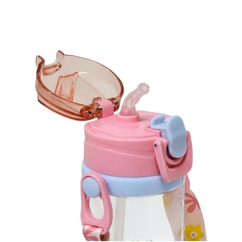 BOTE DE AGUA INFANTIL CON CORREA Y PAJILLA PARA NIÑOS 24X7CM