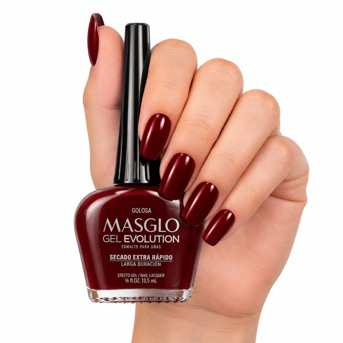 ESMALTE DE UNAS VINO OSCURO GEL EVOLUTION GOLOSA MASGLO 13.5ML