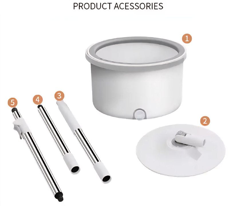 MOPA TRAPEADOR GIRATORIO CON CUBETA, SISTEMA DELUXE PARA LIMPIEZA DE PISOS, FLEXIBLE 360 GRADOS, 2 PIEZAS DE MICROFIBRA SEWAGE