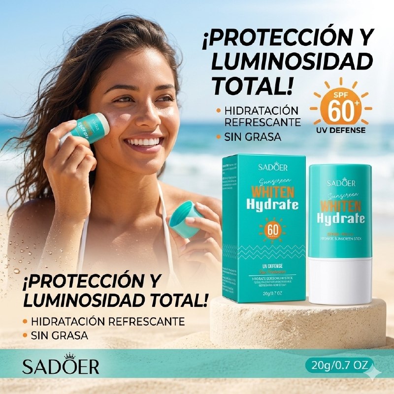 PROTECTOR SOLAR EN BARRA BLANQUEADOR E HIDRATANTE SPF60 SADOER 20G