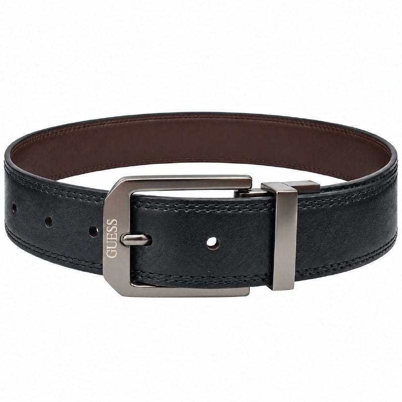 FAJA ORIGINAL GUESS REVERSIBLE PARA CABALLERO COLOR NEGRO Y CAFÉ  TALLA M 34-36