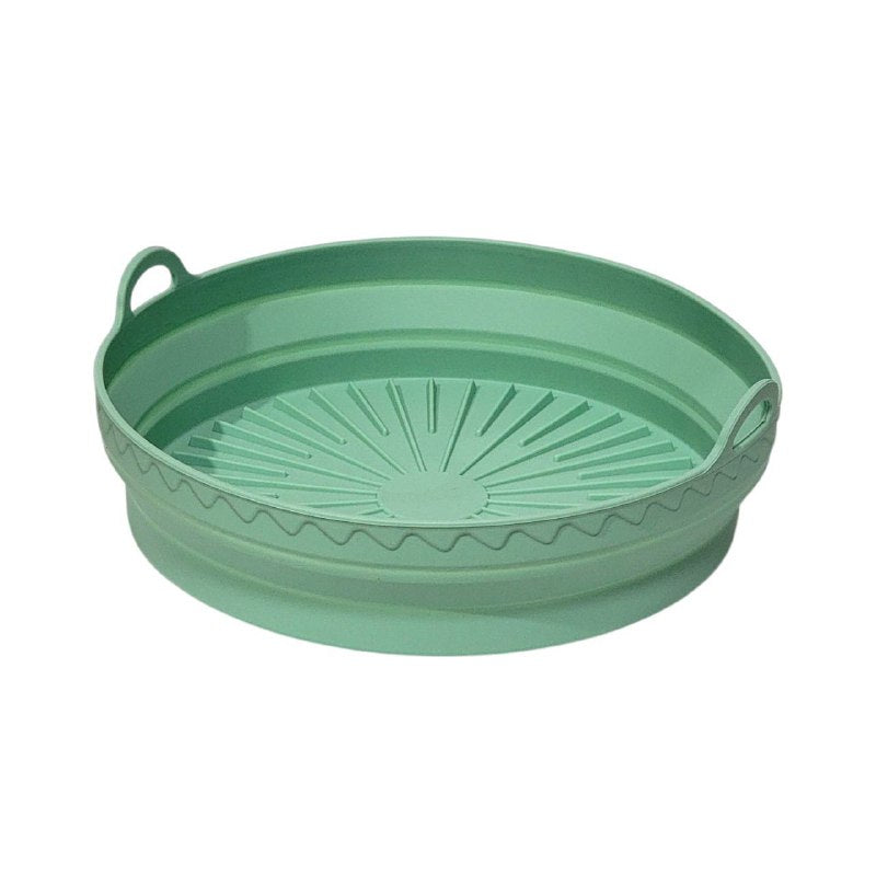 ORGANIZADOR RECIPIENTE MOLDE PLEGABLE DE SILICONA PARA HORNO O USAR EN FREIDORA DE AIRE, RESISTENTE A ALTAS TEMPERATURAS 4 COLORES