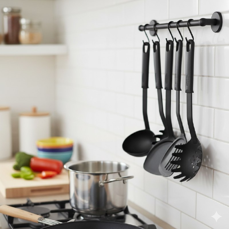 JUEGO DE UTENSILIOS DE COCINA DE NYLON RESISTENTE AL CALOR EN SET DE 6 PIEZAS DAILY USA