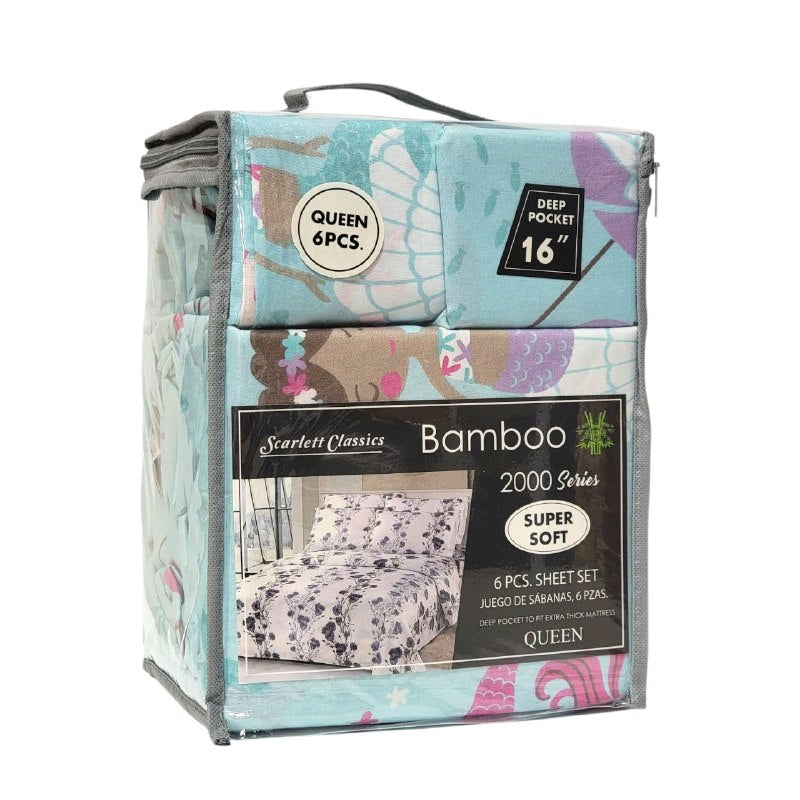 JUEGO DE SABANAS CAMERA DE 6 PIEZAS QUEEN SCARLETT CLASSICS BAMBOO, 54 ESTILOS