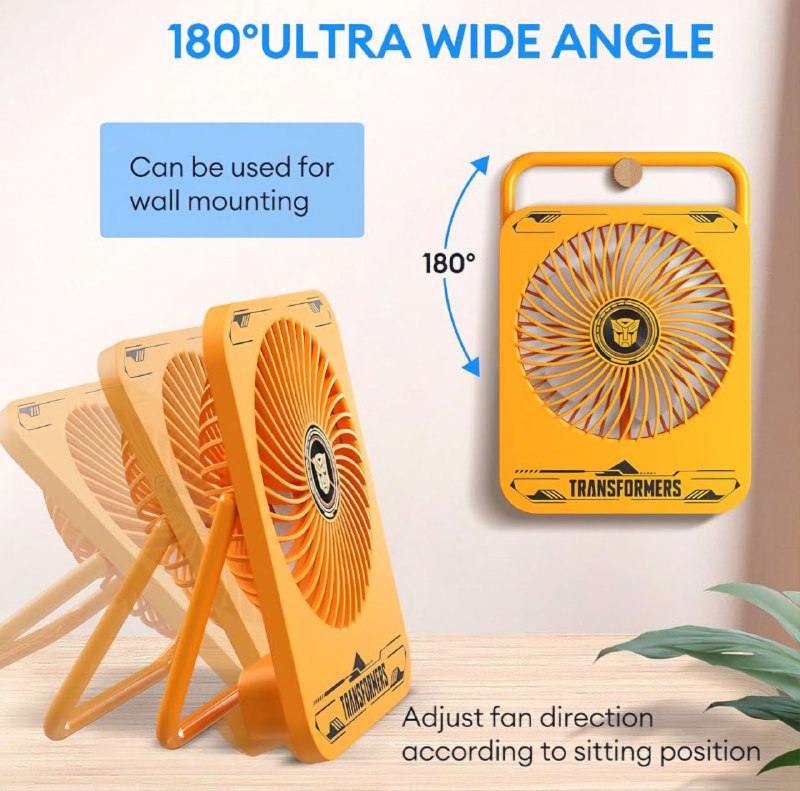 VENTILADOR DE ESCRITORIO PORTATIL CON TRES VELOCIDADES DE BUMBLEBEE TRANSFORMERS