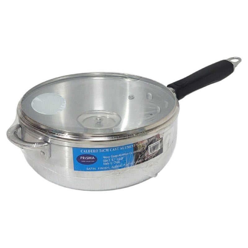 CALDEROS DE ALUMINIO CON ACABADO SATINADO CON TAPA PRISMA 3.5 LT