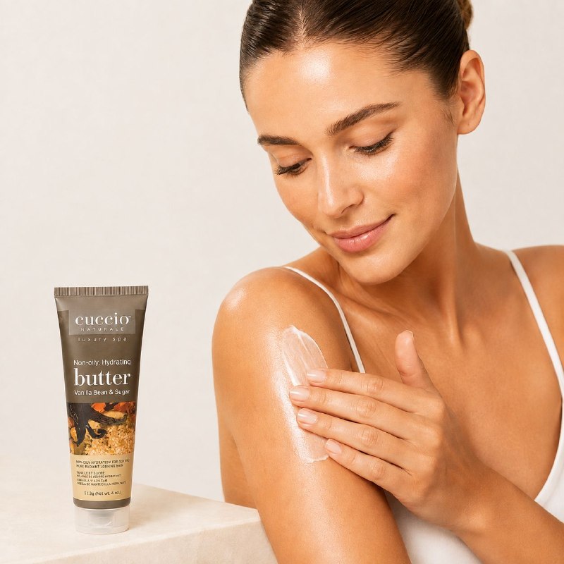 CREMA CORPORAL DE MANTEQUILLA ULTRA HIDRATANTE Y REVITALIZANTE CON AROMA A VAINILLA Y AZUCAR CUCCIO 113G
