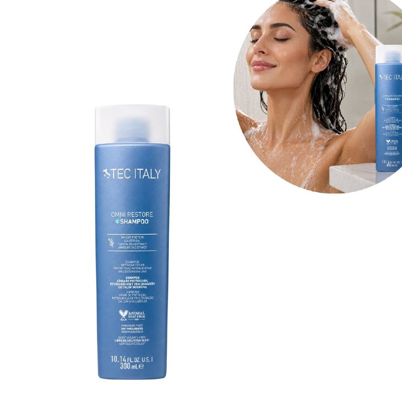 SHAMPOO PROTECTOR Y RESTAURADOR CABELLO TEÑIDO Y PROCESADO TEC ITALY OMNI RESTORE 300ML 1 UND