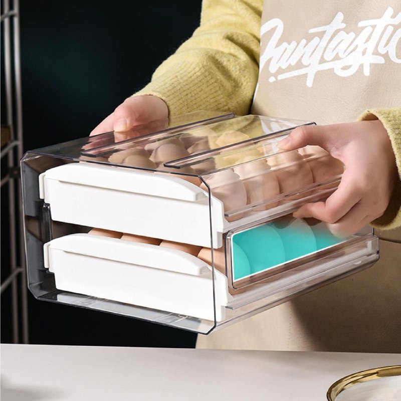 ORGANIZADOR DE HUEVOS TRANSPARENTE DE DOBLE CAPA CAPACIDAD 32 HUEVOS 22.5X15X25.5CM