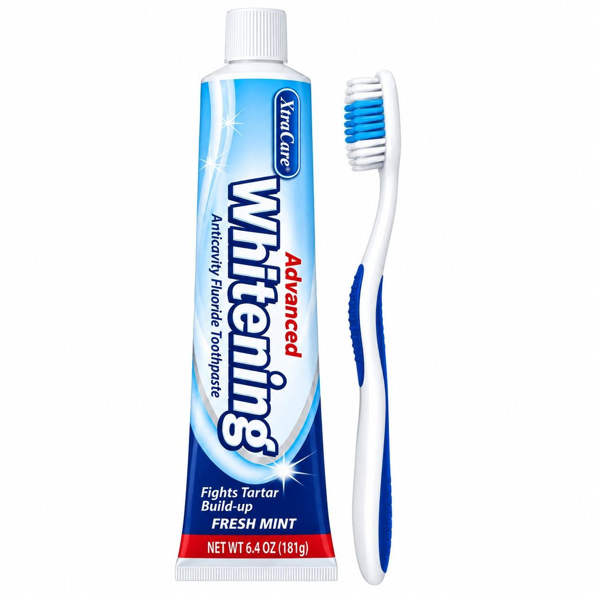 CREMA DENTAL BLANQUEADORA CON FLÚOR Y CEPILLO DENTAL XTRACARE 181G