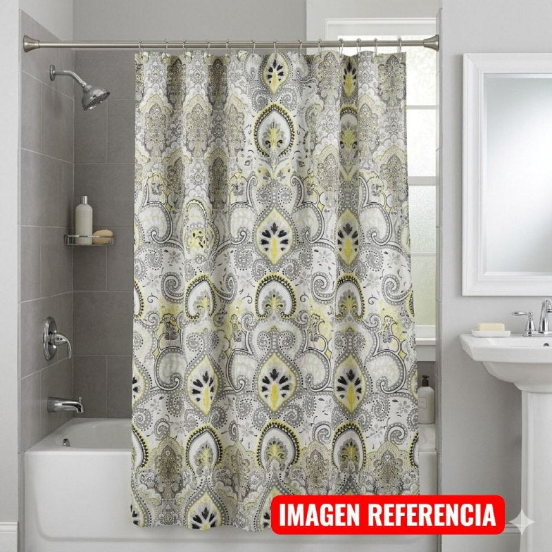 CORTINA PARA BAÑO DE TELA SUAVE DE ALTA RESISTENCIA DE 12 GANCHOS DOBBY COLLECTION 183X183CM