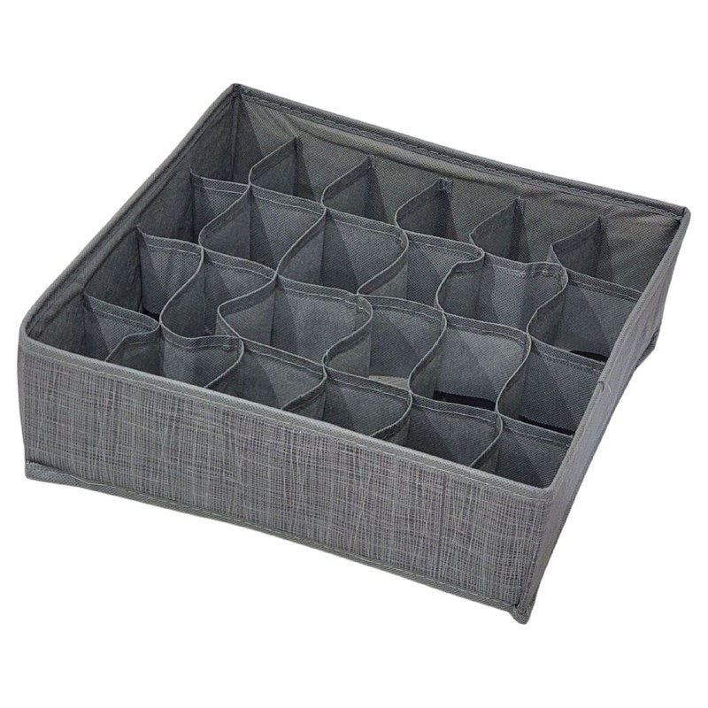 ORGANIZADOR CAJA DE ALMACENAMIENTO DE 24 COMPARTIMIENTOS PLEGABLE PARA CALCETINES Y ROPA INTERIOR INT HOME IMPLEMENTS 30X30CM