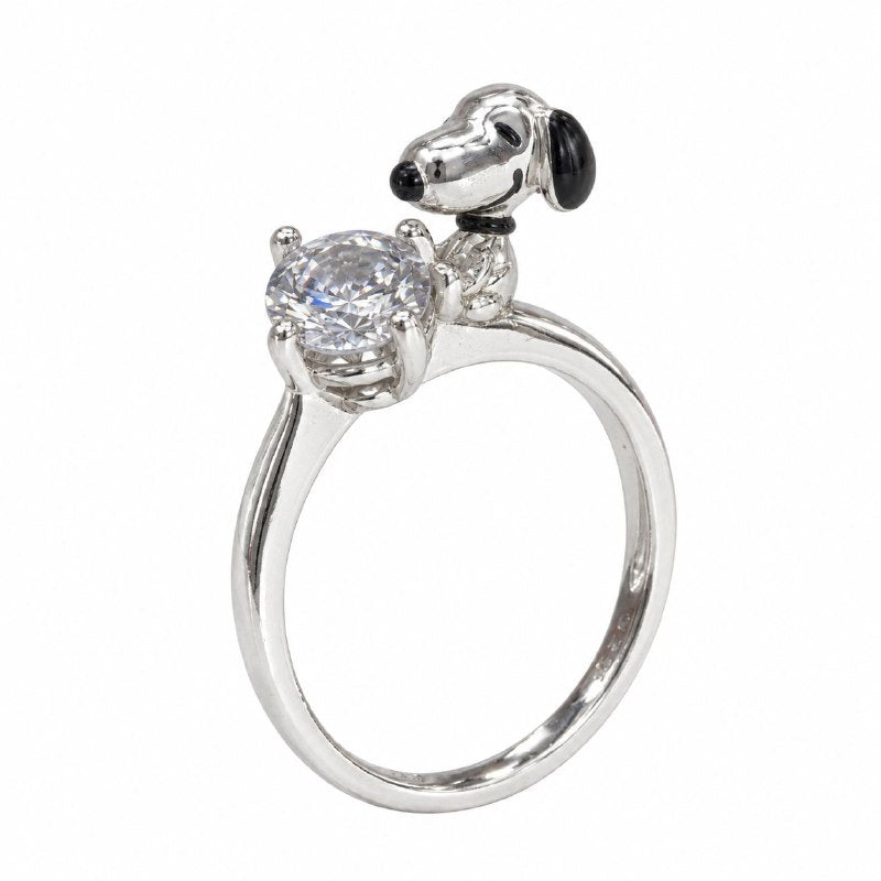 ANILLO DE PLATA 9.25 PARA DAMA CON DISEÑO DE CIRCON Y SNOOPY 2.3G