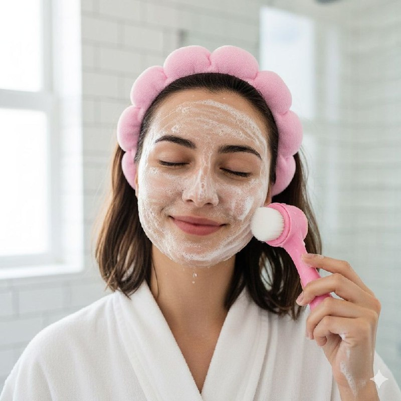 KIT DE CUIDADO FACIAL Y LIMPIEZA DE VINCHA Y CEPILLO FACIAL LIMPIADOR SWEET BEAUTY